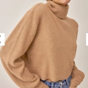 Reformation Luisa Cropped Cashmere Sweater - Camel - XS